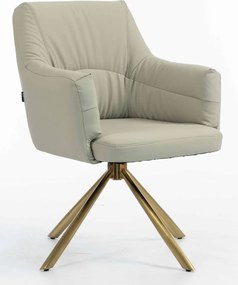 HR840 BAZĂ STEA Scaun Culoarea Inului Piele Ecologica Premium Soft cu Bază Aurie