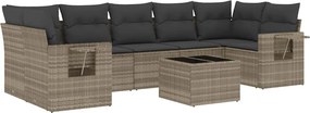 vidaXL Set mobilier de grădină cu perne, 8 piese gri deschis poliratan