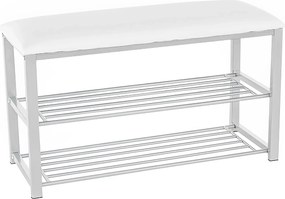 Pantofar LANGELLA, alb/crom, stofa clasica/metal, 81x31x49 cm