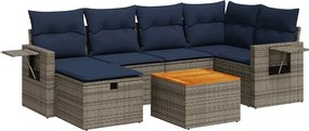 vidaXL Set canapele de grădină, 7 piese, cu perne, gri, poliratan