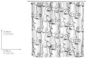 Perdea de duș Wenko Faces, alb-negru