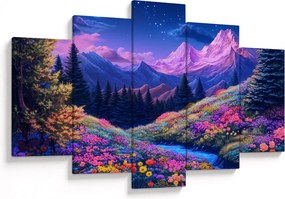 Tablou - Peisaj violet la lună plină (150x105 cm)