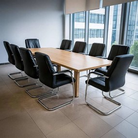 Scaun vizitator negru OFF 8117 din piele ecologică și cadru cromat tip sanie