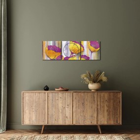 Tablou - Ilustrațir cu flori (cu ceas) (90x30 cm)