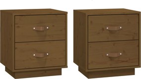 vidaXL Noptiere, 2 buc., maro miere, 40x34x45 cm, lemn masiv de pin