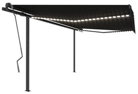 Copertina retractabila manual, cu LED, antracit, 4x3 m Antracit, 4 x 3 m