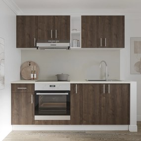 Set haaus V11, Stejar Bronz/Alb, Blat Thermo 28 mm, L 200 cm