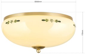 Plafoniera clasica Landhaus 35cm alama satin/ sticla champagne decor verde