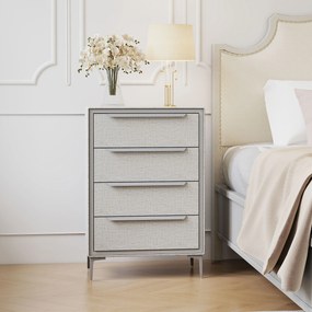 HOMCOM Comoda cu 4 Sertare în Oțel cu Acoperire în Țesut cu Efect de In, 60x36x88 cm, Gri | Aosom Romania