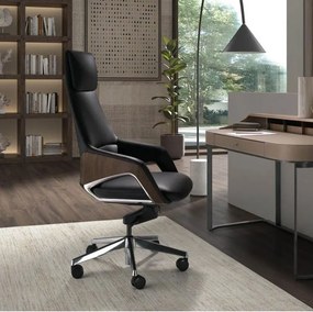 Scaun de birou modern piele sintetica si furnir de nuc Black
