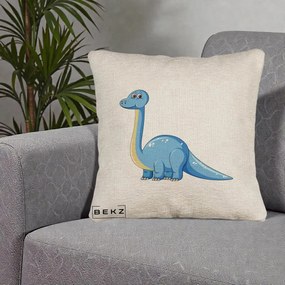 Perna Personalizata Brontosaur Albastru, 40x40 cm, Bej Canapea, Husa Detasabila, Perna Inclusa, BEKZ®
