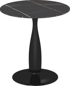 HOMCOM Masă rotundă, oțel vopsit în pulbere, MDF cu melamină, picioare antiderapante, 70 x 74 cm, Negru | Aosom Romania