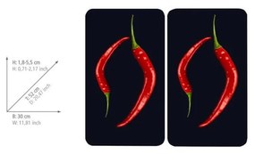 Set 2 protecții din sticlă pentru aragaz Wenko Pepperoni, 52 x 30 cm