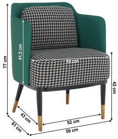 Fotoliu design, model alb-negru/ piele ecologică turcoaz, EMREN