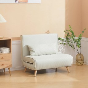 HOMCOM Fotoliu Pat 3 in 1 cu Spatar Rabatabil, Bej