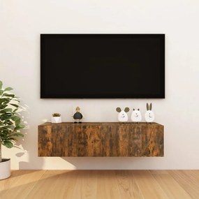 Comode TV montaj pe perete 4 buc. stejar fumuriu 30,5x30x30 cm 4, Stejar afumat