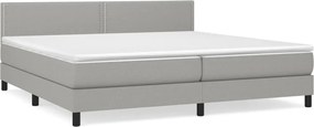 vidaXL Pat box spring cu saltea, gri deschis, 200x200 cm, textil