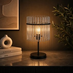 Globo 15698T1 - Lampă de masă GORLEY 1xE14/60W/230V Ø 30 cm neagră