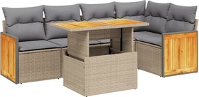 vidaXL Set canapele de grădină cu perne, 6 piese, bej, poliratan