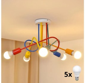 Lustr LED pentru copii OXFORD 5xE27/15W/230V montat pe tavan