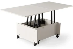 i.masaさん専用 Masa Cafea Smart, Alba, Multifunctionala, Extensibila, Cu Roti, Cu