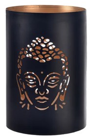 InDecor Sfeșnic metalic Buddha negru, 10 x 10 x 12cm