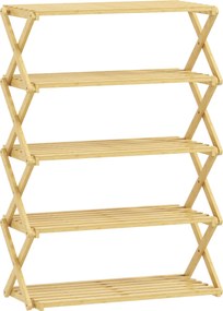 HOMCOM Suport pentru Încălțăminte din Bambus cu 5 Nivele, Fără Asamblare - Natural | Aosom Romania