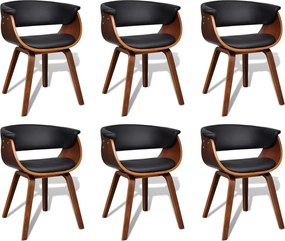 vidaXL Scaune de sufragerie, 6 buc., lemn curbat și piele ecologică