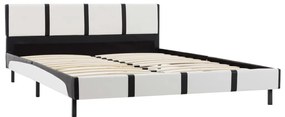 280284 vidaXL Cadru de pat, alb și negru, 140 x 200 cm, piele artificială