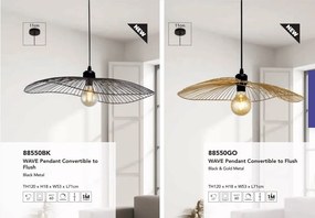 Lustra suspendata design deosebit Wave auriu, negru