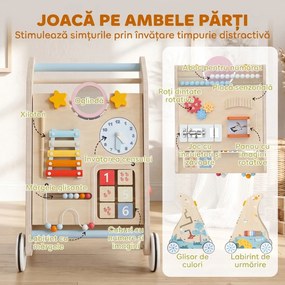 AIYAPLAY Premergător Bebeluși cu Panou Activități, Placaj, Culoare Lemn | Aosom Romania