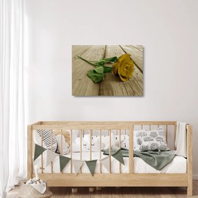 Tablou pe sticlă - Vintage trandafiri galbeni (70x50 cm)