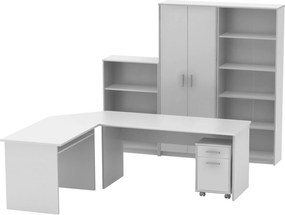 Set birou JOHAN 2 NEW, alb, DTD laminat