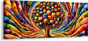 Tablou – Arbore colorat cu mere (120x50 cm)