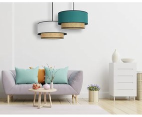 Lustră pe cablu Duolla BOHO 1xE27/15W/230V d. 45 cm turcoaz/ratan