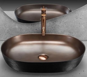 Lavoar ceramic pentru blat CLEO 61 Cupru periat   Negru mat