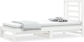 vidaXL Pat de zi extensibil, alb, 2x(90x190) cm, lemn masiv de pin
