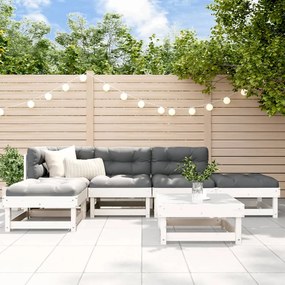 3185893 vidaXL Set mobilier relaxare grădină&perne 6 piese alb lemn masiv pin