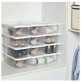 Set 12 cutii de depozitare pentru pantofi, Songmics, LSP12WT, Transparent