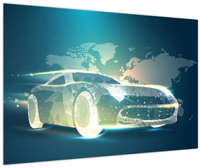 Tablou - Mașină din forme geometrice (90x60 cm)