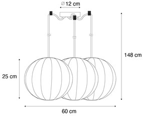 Lampă suspendată de design alb din mătase 30 cm cu 3 lumini - Plu