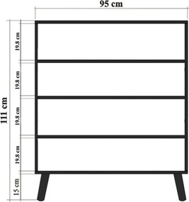 Dulap multifunctional, Vella, Saka, 95 x 111 x 36 cm, pal melaminat, multicolor