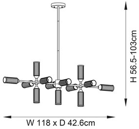 Lustră pe tijă Endon 106259 TOUR 13xG9/3W/230V alamă