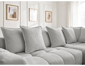 Colțar gri deschis extensibil/cu spațiu de depozitare cu tapițerie din chenille (cu colț pe partea dreaptă/în formă de ”L”) Everest – Bobochic Paris