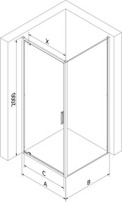 Mexen Exo cabină de duș cu deschidere 90 x 90 cm, transparentă, neagră - 8181-090-090-70-00