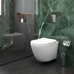 Vas WC suspendabil REA Carlo Lux Rimless cu funcție bideu