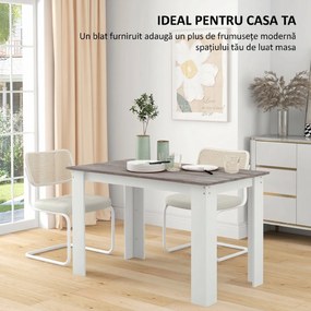 HOMCOM Masă Modernă de Dining pentru 4-6 Persoane 120x69x75 cm Gri și Alb | Aosom Romania