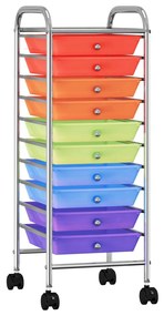 Carucior de depozitare mobil cu 10 sertare, multicolor, plastic 10, Multicolour