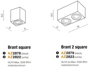 Spot aplicat pentru baie IP44 Brant 1 square negru