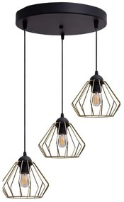 Lustră pe cablu CEED GOLD 3xE27/60W/230V d. 45 cm negru/auriu